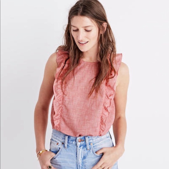 Madewell bellflower ruffle red top size medium - Picture 1 of 8